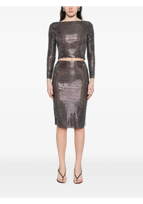 Self-Portrait embellished midi skirt - Black