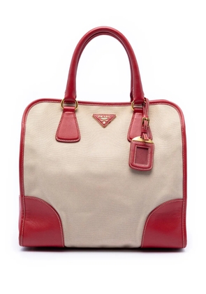 Prada Pre-Owned 2010-2026 Saffiano Trimmed Canvas Canapa satchel - Brown