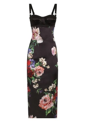 Dolce & Gabbana floral-print midi dress - Black