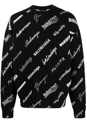 Balenciaga logo-print crew neck jumper - Black
