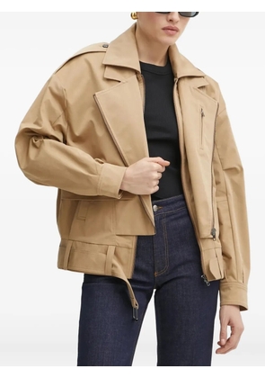 Bardot belted zip-up biker jacket - Brown