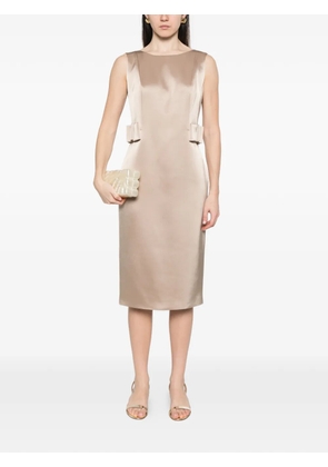 Fely Campo bow-embellishment midi dress - Neutrals