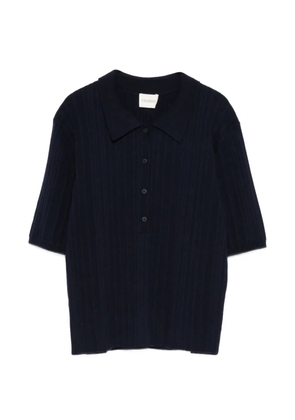 Closed ribbed buttoned T-shirt - Blue