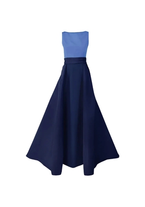 Carolina Herrera color-blocked column gown with overskirt - Blue