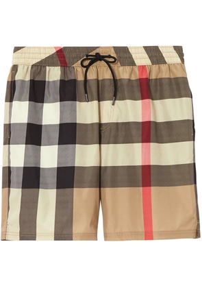 Burberry checked drawstring swim shorts - Neutrals