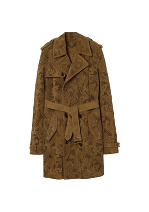 Burberry mid-length paisley suede Lawshall trench coat - Brown