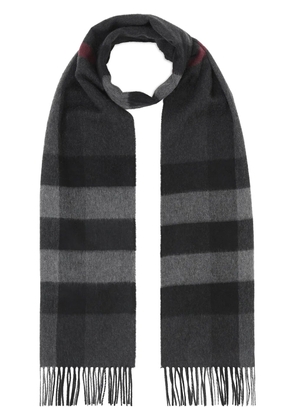 Burberry plaid-check fringed cashmere scarf - Grey