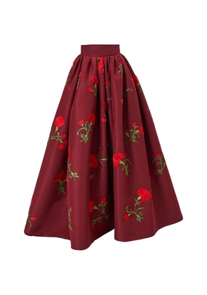 Carolina Herrera carnation-embroidered ball skirt