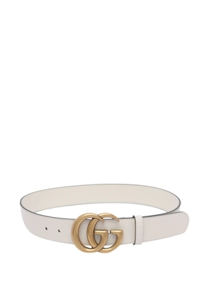 Gucci Double G-buckle leather belt - White