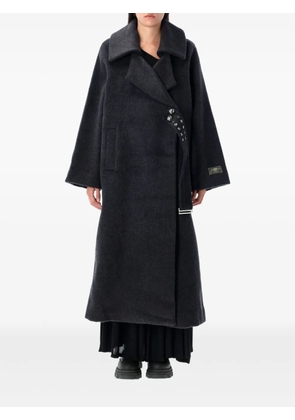 GANNI double-face wool lace-up coat - Black