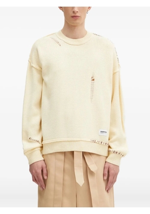 Neighborhood distressed detail crew neck sweater - Neutrals