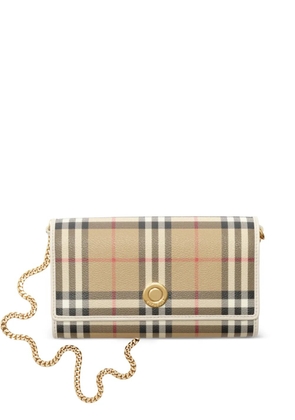 Burberry Check chain-strap wallet - Neutrals