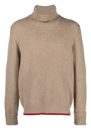 Fay ribbed-knit roll-neck sweatshirt - Brown