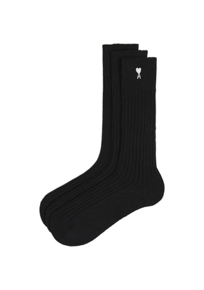 AMI Paris ribbed detail socks (set of three) - Black
