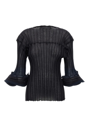 Issey Miyake Asagao ribbed bell-sleeve jumper - Blue