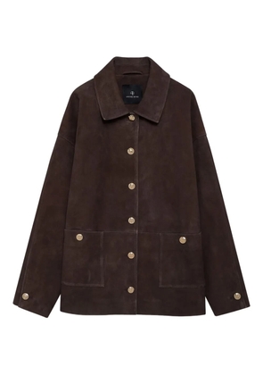 ANINE BING gold-button suede jacket - Brown