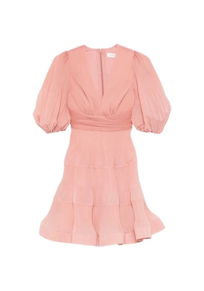 ZIMMERMANN pleated V-neck mini dress - Pink