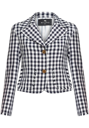ETRO gingham-check short jacket - Blue