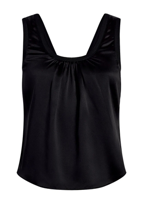 Cinq A Sept gathered-neck silk top - Black
