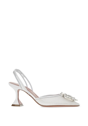 Amina Muaddi begum embellished slingback pumps - White