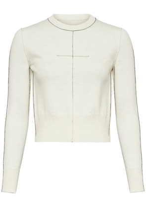 MM6 Maison Margiela contrasting-border crew-neck jumper - Neutrals
