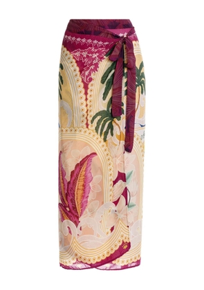 Agua Bendita graphic-print wrap skirt - Neutrals