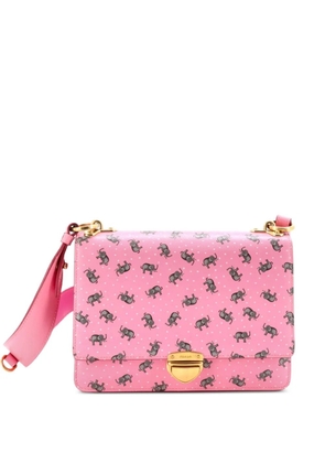 Prada Pre-Owned Pushlock Flap Printed Saffiano Medium shoulder bag - Pink