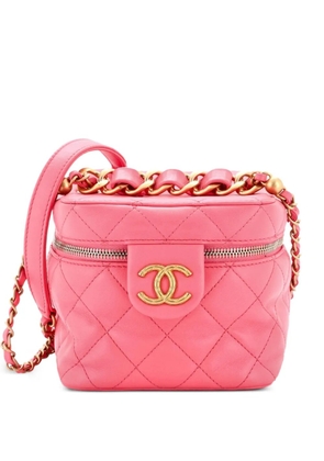 CHANEL Pre-Owned Chain Bar Vanity Case with Chain Quilted Calfskin Small crossbody bag - Pink