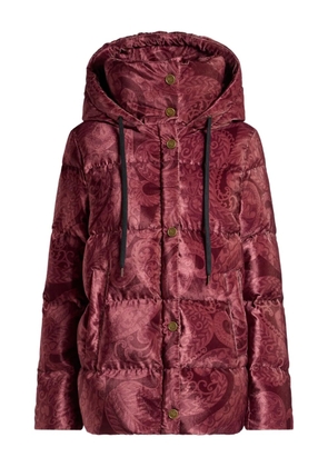 ETRO paisley-print velvet down jacket - Red