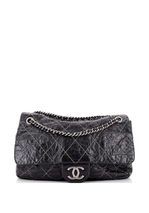CHANEL Pre-Owned Double Stitch Flap Bag Quilted Glazed Calfskin Large shoulder bag - Black