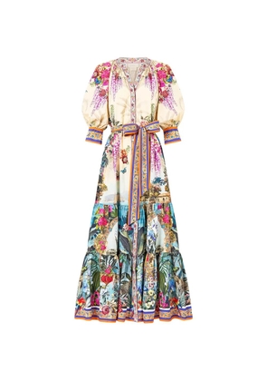 Camilla Bodrum Botanicals tiered short sleeve dress - Neutrals