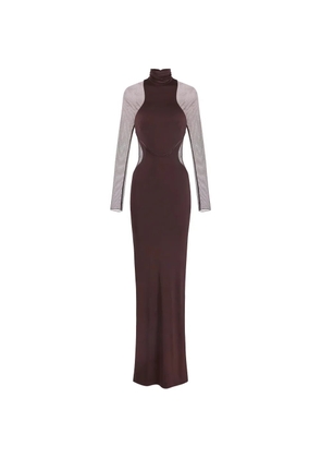Elisabetta Franchi sheer panel dress - Brown