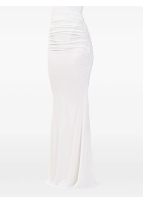 Elisabetta Franchi long ivory ruffled skirt - White