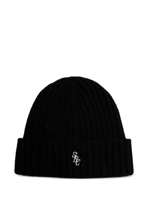 Sporty & Rich ribbed logo beanie - Black