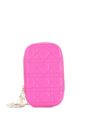 Christian Dior Pre-Owned Lady Dior Phone Holder on Chain Cannage Quilt Lambskin crossbody bag - Pink