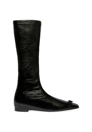 Courrèges buckled flat boots - Black