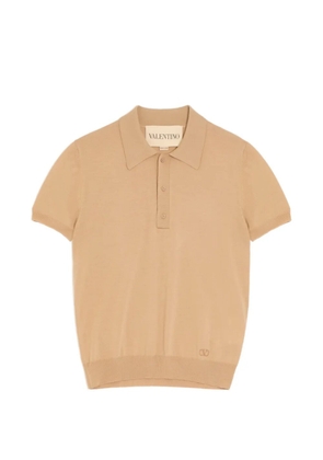 Valentino Garavani virgin-wool polo shirt with VLogo-embroidery - Neutrals
