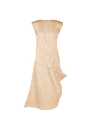 Pleats Please Issey Miyake pleated asymmetric midi dress - Neutrals