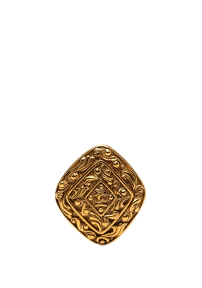 CHANEL Pre-Owned 1970-1980 CC Gold Plated Diamond Byzantine Brooch costume brooch