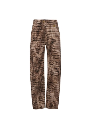 Elisabetta Franchi embossed jeans trousers - Brown
