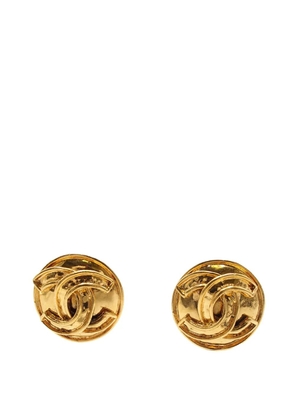 CHANEL Pre-Owned 1994 CC Gold Plated Round Clip on Earrings costume earrings