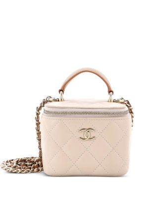 CHANEL Pre-Owned Classic Top Handle Vanity Case with Chain Quilted Lambskin Mini crossbody bag - Neutrals