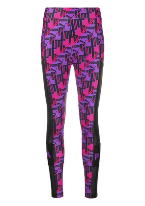 PUMA printed mesh panel leggings - Purple