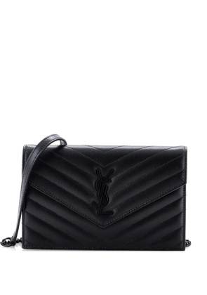 Saint Laurent Pre-Owned Classic Monogram Wallet on Chain Matelasse Chevron Leather Small crossbody bag - Black