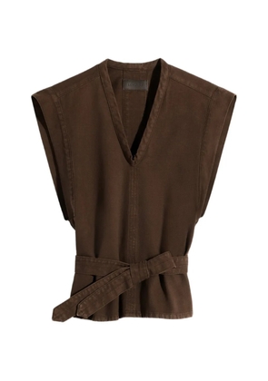 LEMAIRE V-neck belted chasuble vest - Brown