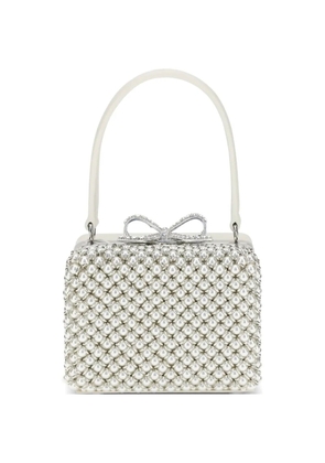 Self-Portrait pearl embellished micro bag - Neutrals