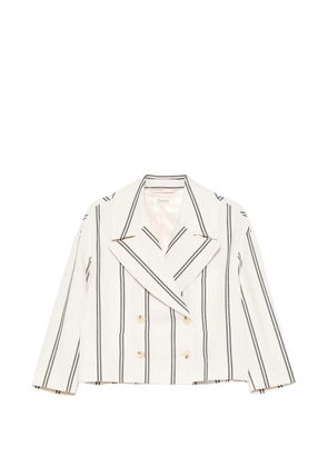PSOPHIA stripe-pattern double-breasted jacket - Neutrals