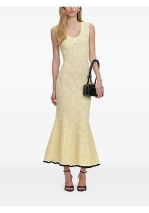 Self-Portrait floral embroidery midi dress - Yellow