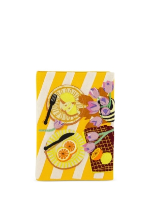 Olympia Le-Tan small Dolce Vita striped embroidered clutch bag - Yellow