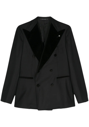 Tagliatore velvet-trim double-breasted blazer - Black